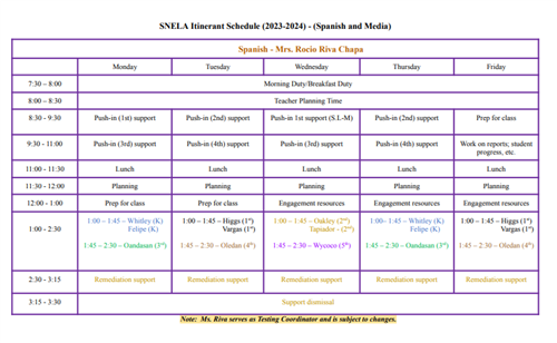 Enrichment Schedule